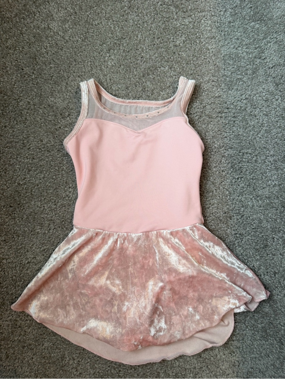 Bloch Peach-Pink Ballet Leotard Dress with Velvet Skirt